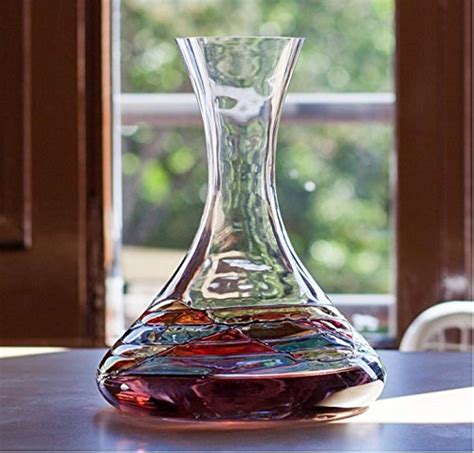 Magnificent Wine Decanter Red Line Colorful Hand Painted