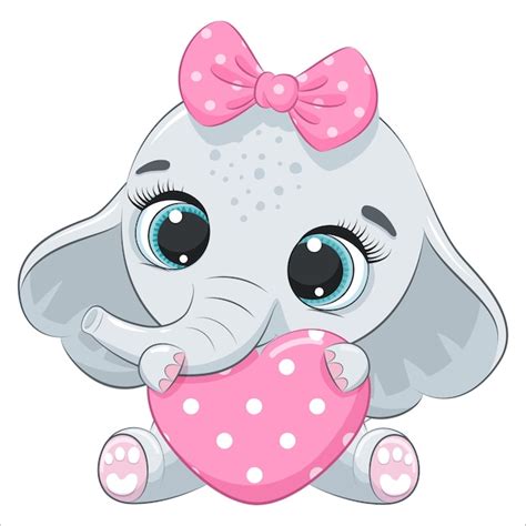 Lindo Beb Elefante Con Coraz N Ilustraci N Vectorial De Dibujos