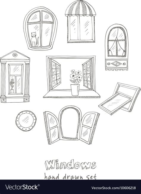 Doodle Windows Set Isolated Royalty Free Vector Image