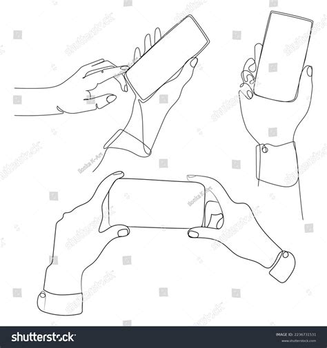 Hand Gestures Smartphone Touchscreen Sketch Set Stock Vector Royalty