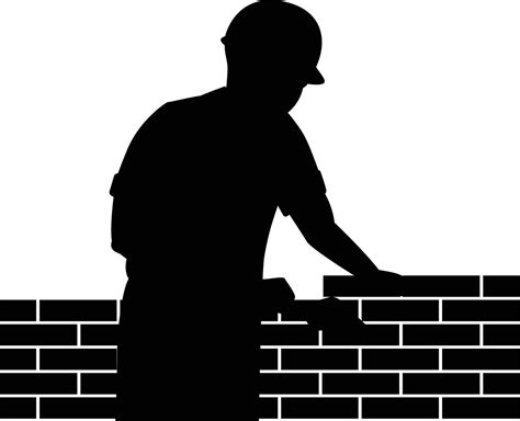 Brick Laying Bricklayer Vectors Illustration Silhouette