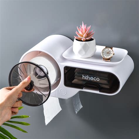 Hot Selling Non Punching Multifunctional Toilet Roll Paper Holder Wall