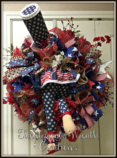 Ms Stars And Stripes Deco Mesh And Burlap Wreath By Twentycoats