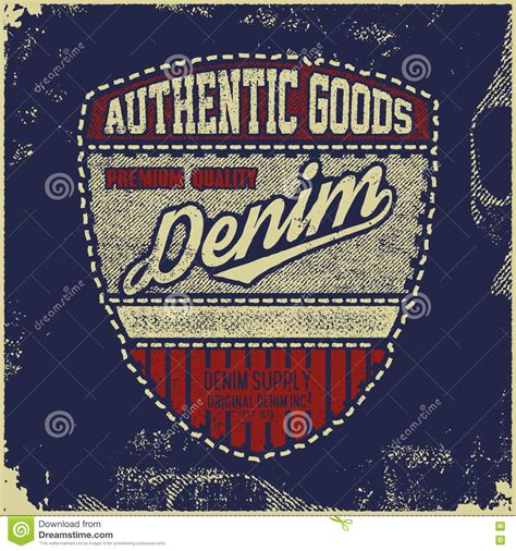 Vintage Denim Typography Grunge T Shirt Graphics Stock Vector