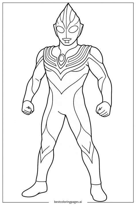 Ultraman Tiga With Simple Background Coloring Page Free Printable Bestcoloringpages Ai