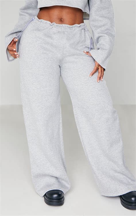 Shape Grey Marl Toggle Waist Wide Leg Sweatpants Shape Prettylittlething Usa