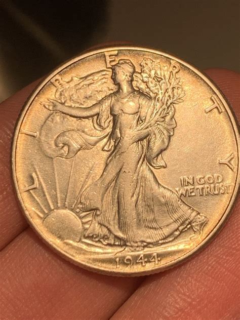 Srebrna moneta half dollar liberty walking 1944 piękny menniczy stan