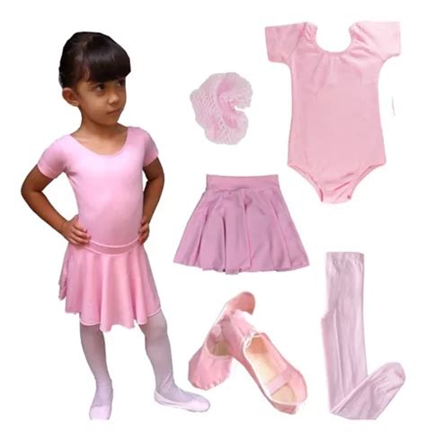 Kit Roupa Uniforme Figurino Ballet Aula Infantil Bal Mebuscar Brasil