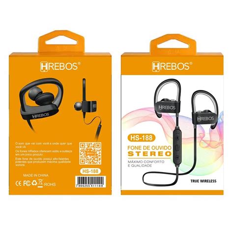 Fone De Ouvido Bluetooth Sem Fio Sports Earphones Wireless Hrebos HS