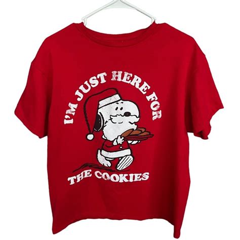 Peanuts Tops Peanuts Christmas Shirt Adult Large Red Snoopy Cookies Charlie Brown Poshmark