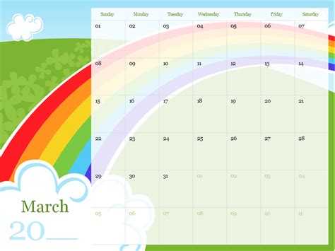 Rainbow Illustrated Calendar Freetemplatespro