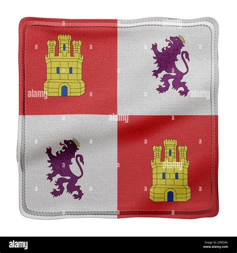 D Rendering Of A Silked Castilla Leon Spanish Community Flag On A