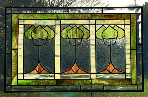 Craftsman Missions Style Stained Glass Window Panel Arts And Etsy Stained Glass Window Panel