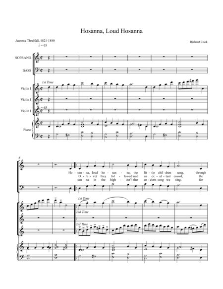 Hosanna Loud Hosanna SCORE Sheet Music Jeanette Threlfall