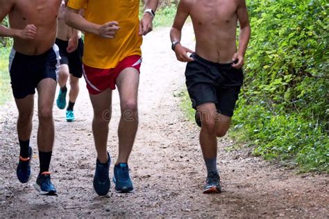 High School Boys Cross Country Runners Running on a Path Stock Image - Image of long, country ...