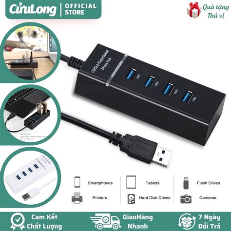 Bộ Chia Cổng USB 3 0 Hub mở rộng cho máy tính đọc dữ liệu kết nối tốc