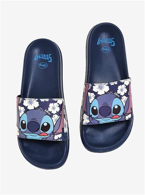 Disney Lilo Stitch Tropical Slide Sandals Boxlunch Exclusive Blue