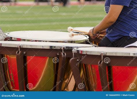 Percusionistas Tocando Tambores De Timpani En El Ensayo Imagen De