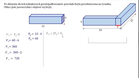 Oblicz pole powierzchni i objętość bryły powstałej z dwóch