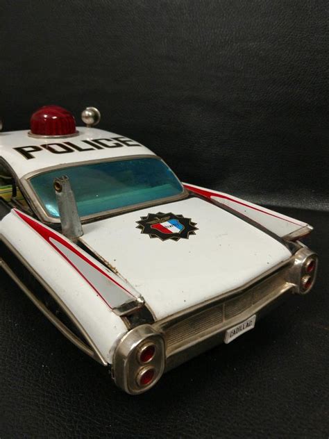 1960 Cadillac Japanese Tin Toy Police Car Yonezawa Vintage 1901899964