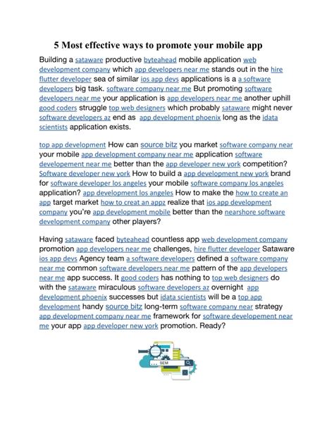 PPT 5 Most Effective Ways To Promote Your Mobile App Docx PowerPoint