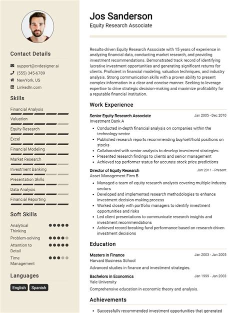 Equity Research Associate CV Example For 2024 Skills Templates