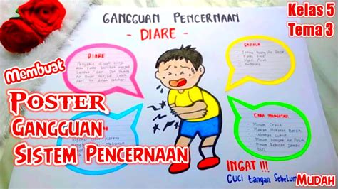 Cara Membuat Poster Gangguan Sistem Pencernaan Tugas Kelas 5 Tema 3 Youtube