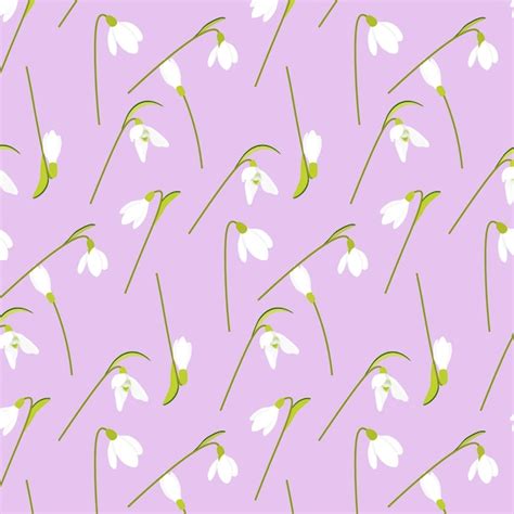 Premium Vector Snowdrops Spring Flower Seamless Pattern Vector