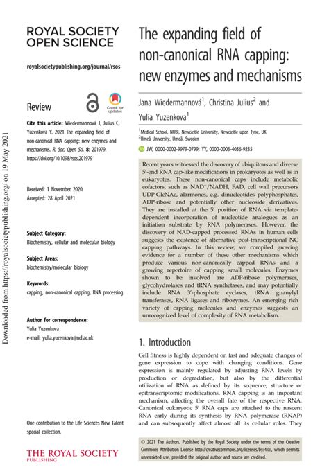 Pdf The Expanding Field Of Non Canonical Rna Capping New Enzymes And