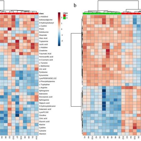 Heatmaps Showing The Clustering Of The Differential Metabolites A Es