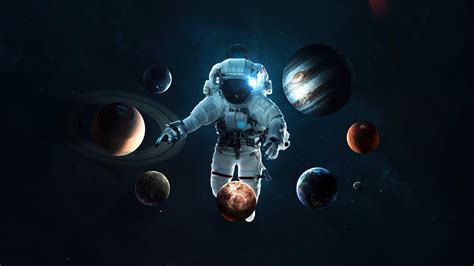 Solar System Planets Astronaut Space Digital Art 4k Hd Wallpaper