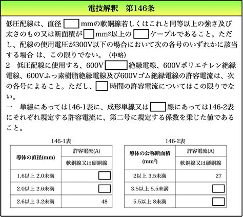 【電技解釈68】低圧配線の使用電線（その1）許容電流 【電験三種過去問】法令問題選