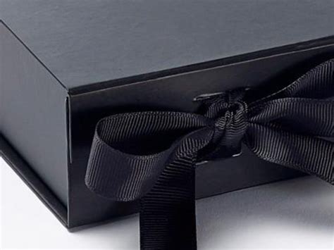 Black Small Folding Gift Boxes with Magnetic Closure and Ribbon ...