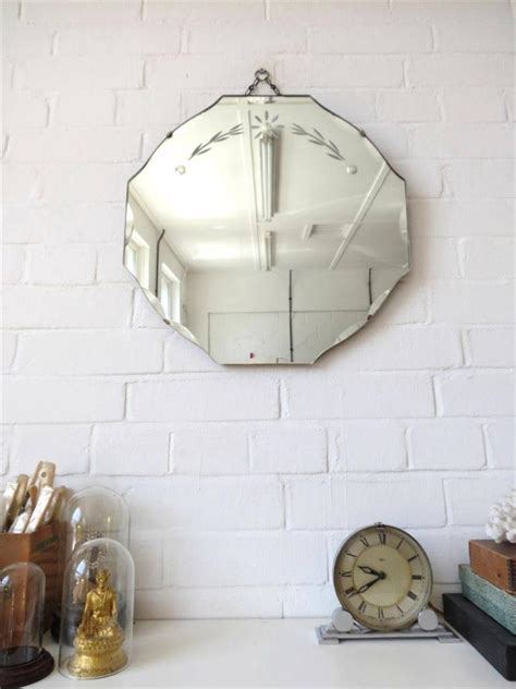 Vintage Round Bevelled Edge Wall Mirror Art Deco Bevel Edge Mirror Ebay