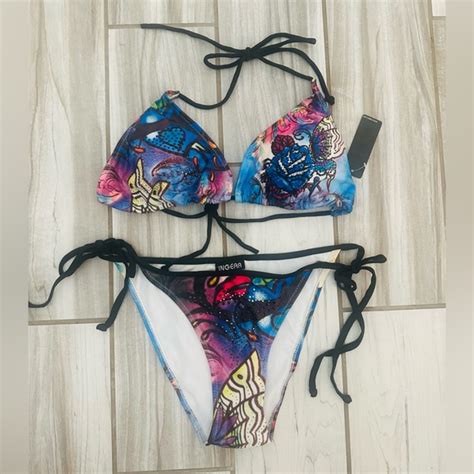 Ingear Swim Nwt Ingear Embellished String Bikini Vibrant Colors Large Poshmark