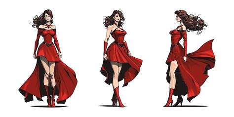 Premium Vector | Female superhero in red dress costume beautiful super ...