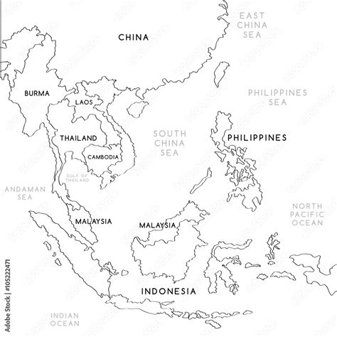 South East Asia Map : Vector Illustration Stock Vector | Adobe Stock