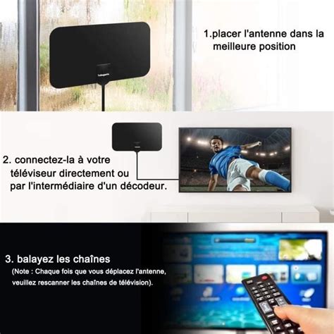 Antenne TV Intérieur TNT HD Puissante ABURNUDREY Amplificateur de