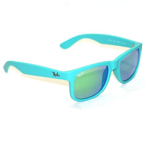 Ray Ban Justin Matte Turquoise Blue Sunglasses Rb4165 6090 3r 51 16 2n Ray Ban Rb4165 6090 3r