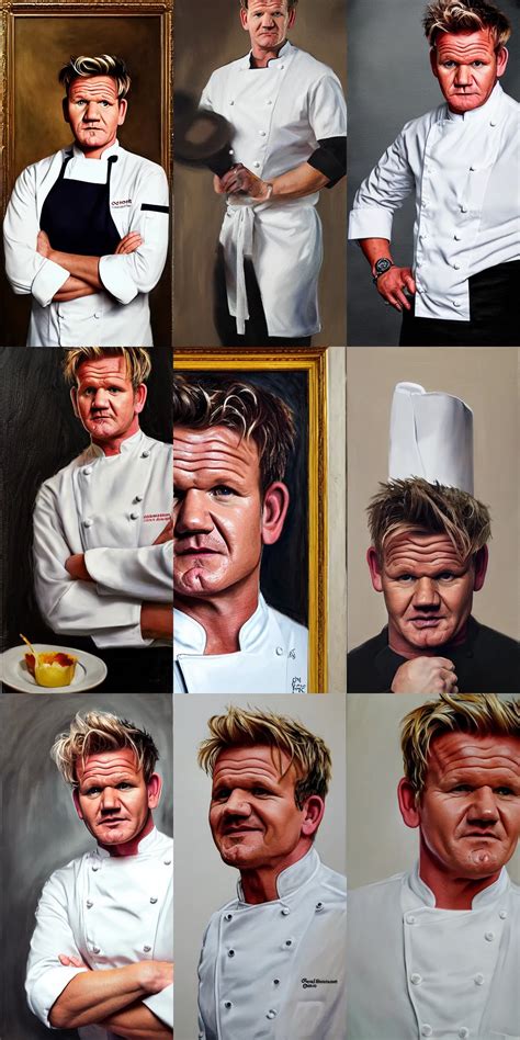 A Portrait Medium Shot Of Gordon Ramsay Wearing A Stable Diffusion