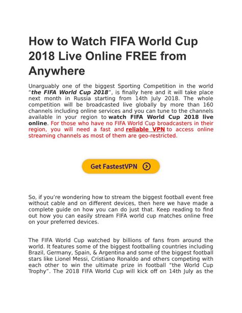 Watch Fifa World Cup 2018 Live Online Free From Anywhere By Russellgill