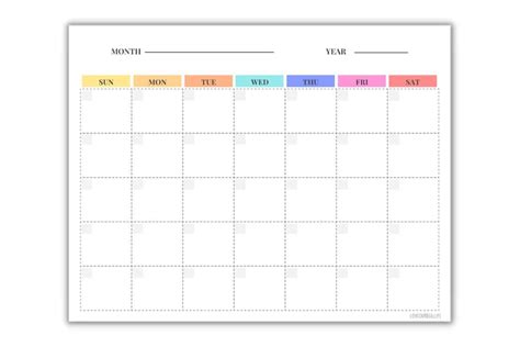 Blank Monthly Calendar Template Portrait