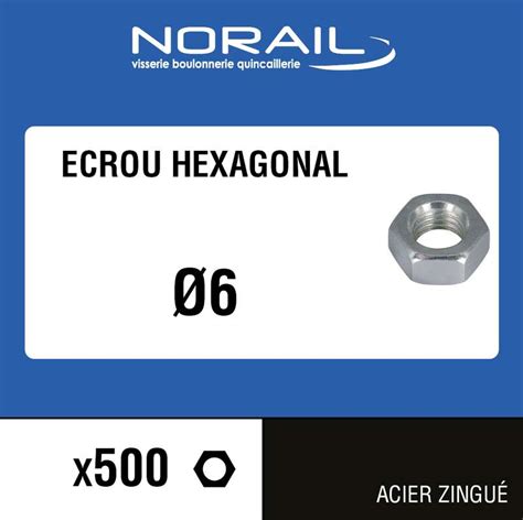 Ecrou Hexagonale En Acier Zingu Diam Mm Bo Te De Pi Ces Bigmat