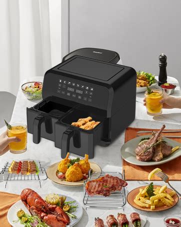 Moleath Dual Air Fryer Accessories Pcs Double Basket Airfryer