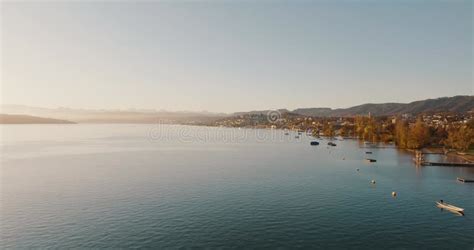 The Limmat River Joins Lake Zurich In Switzerland Largest City Aerial