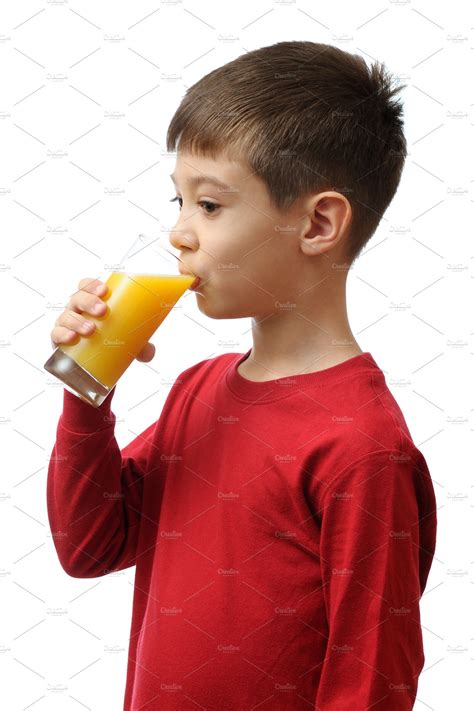 Child Drinks Orange Juice People Images Creative Market