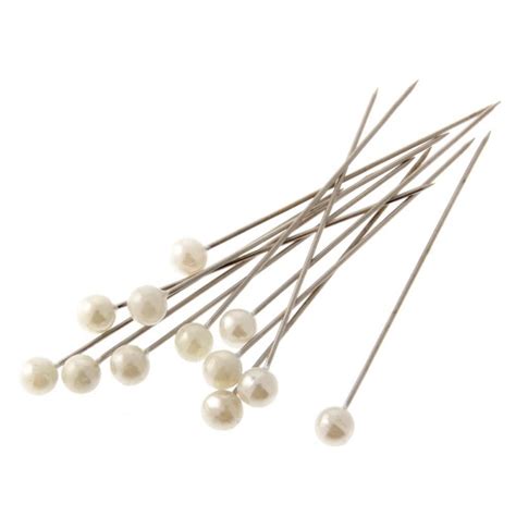 New 5cm Large Pearl Headed Pins Pack 144 Ivory Village Green