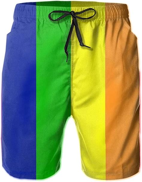 Hpoplace Mens Swim Trunks Perfectflags Gay Pride Rainbow Flag Quick