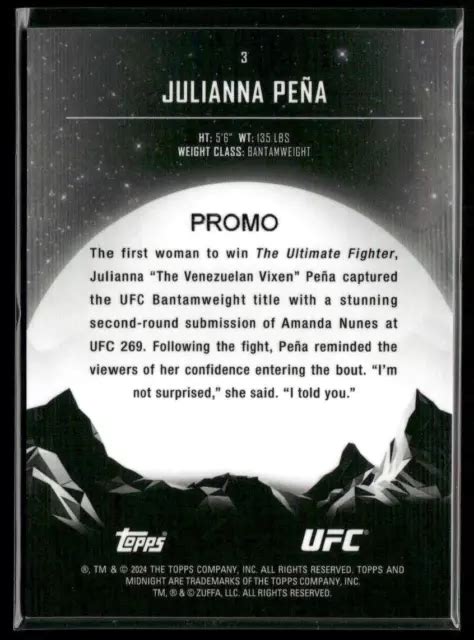 Julianna Pena Topps Ufc Midnight Promo Impression S Rie De