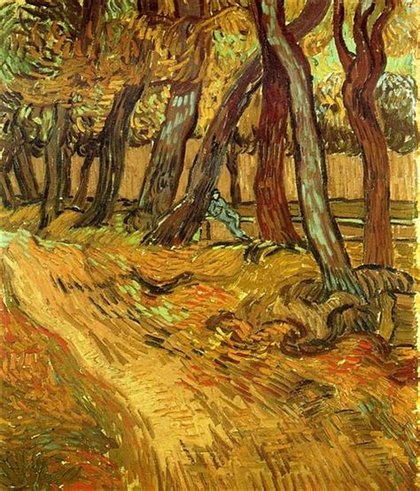 The Garden Of Saint Paul Hospital With Figure 1889 Vincent Van Gogh